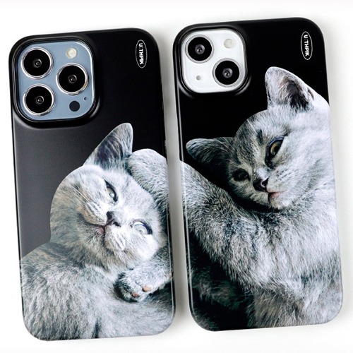 에밀리 귀여운 고양이 러시안블루 하드 핸드폰 빈티지 감성 일러스트 집사 커플 휴대폰 아이폰케이스 X XR XS 11 12 13 14 미니 플러스 프로 맥스