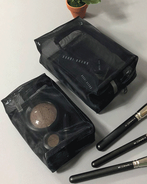 크로닌 메쉬 망사 화장품 여행용 멀티 투명 블랙 파우치