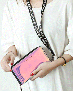 오클리 홀로그램 레터링 스트랩 목걸이 장지갑 클러치 핸드폰가방