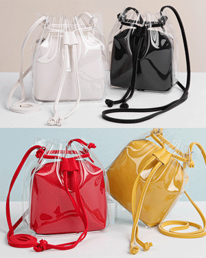 샤론 투명 PVC 여름 데일리 미니 비치 가방,파우치 세트 숄더 크로스백,버킷 복조리 핸드백