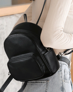 비비카 블랙 무지 하운드 체크 심플 클래식 베이직 여자 직장인 출근룩 지퍼 미니 백팩,캐주얼 가벼운 데일리 가방