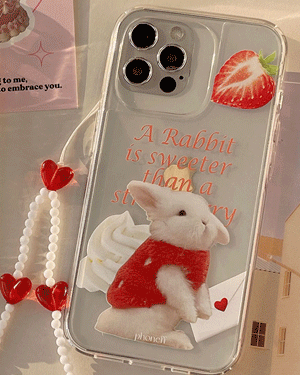 일리안 귀여운 토끼 딸기 핸드폰 투명 젤리 젤하드 빈티지 러블리 감성 변색없는 휴대폰 아이폰케이스 X XR XS 11 12 13 14 15 미니 프로 플러스 맥스