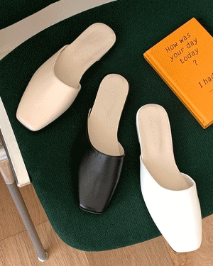로빈 심플 클래식 사각코 블로퍼 직장인 여름 데일리 신발 사무실 뮬 슬리퍼 샌들 단화 2.5cm