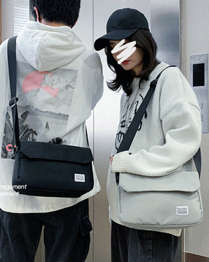 펠츠 남녀공용 커플 사각 미니 가방,가벼운 천가방 대학생 캐주얼 빈티지 심플 간편 데일리 숄더 크로스백
