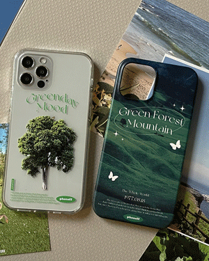 페어리 투명 젤하드 러블리 그린 나무 핸드폰 카드 수납 하드 휴대폰 커플 아이폰케이스 7 8 SE2 플러스 X XR XS Max 11 12 13 14 15 미니 프로 맥스