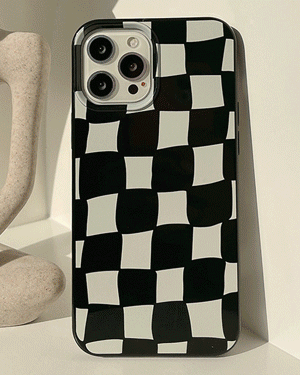 클로버 체스 체크 핸드폰 젤리 휴대폰 블랙 화이트 캐주얼 모던 시크 심플 커플 아이폰케이스 12 13 14 프로 맥스