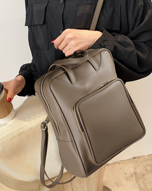 엘리너 심플 베이직 여자 직장인 출근룩 대학생 지퍼 백팩,빈티지 정장 캐주얼 가벼운 데일리 가방